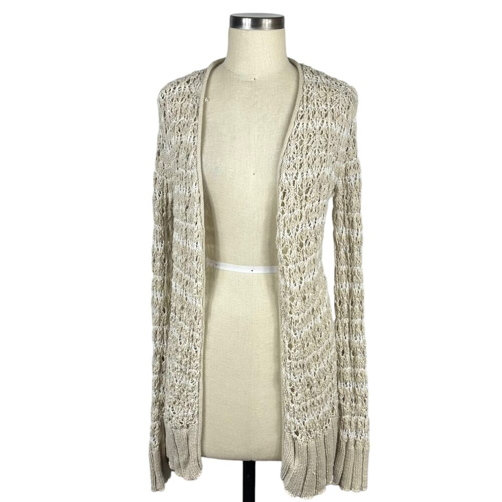 CALYPSO ST BARTH Cream White Open Knit Open Front‎ Cardigan Sweater Size XS